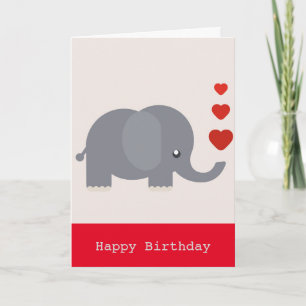 Cute elefant med hjärtfödelsedag kärlek kort