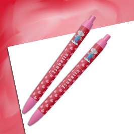 Cute elefant och hjärta, röd och rosa penna