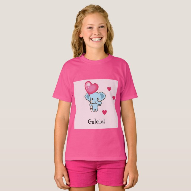 Cute elefant rosa mönster t shirt (Hel framsida)