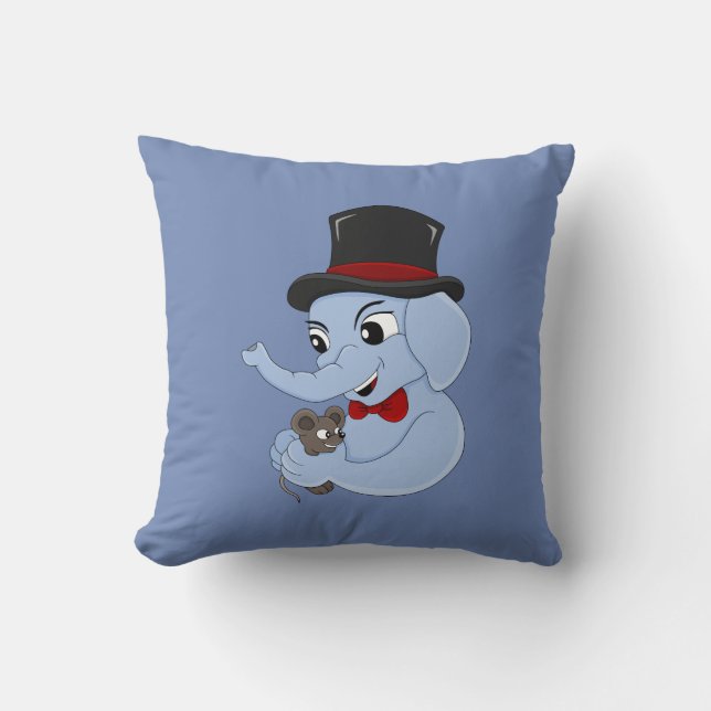 Cute elefant tecknad dekorativ kudde (Framsida)