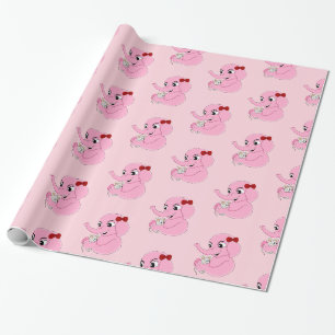 Cute elefant-tecknad som omsluter papper presentpapper