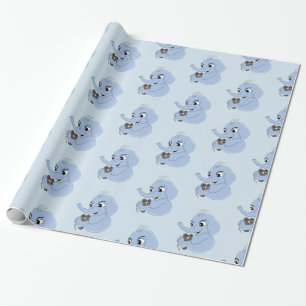Cute elefant-tecknad som omsluter papper presentpapper