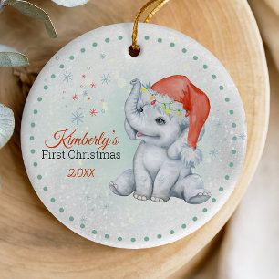 Cute-elefanten baby julgransprydnad keramik