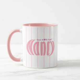 Cute Elegant Anpassad "Nancy" Ljust rosa Rand Mugg