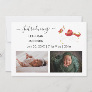 Cute Elegant Baby Photo Birth Announcement Unicorn Meddelande