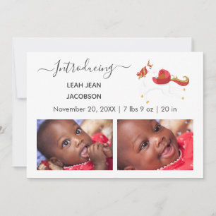 Cute Elegant Baby Photo Birth Announcement Unicorn Meddelande
