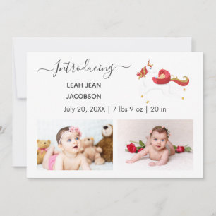 Cute Elegant Baby Photo Birth Announcement Unicorn Meddelande