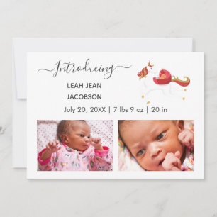 Cute Elegant Baby Photo Birth Announcement Unicorn Meddelande