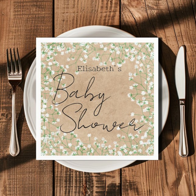 Cute Elegant Baby's Bandeand Blommigt Boho Baby Sh Pappersservett (Skapare uppladdad)