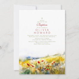 Cute Elegant Baptism från Bright Summer Wildblommo Inbjudningar