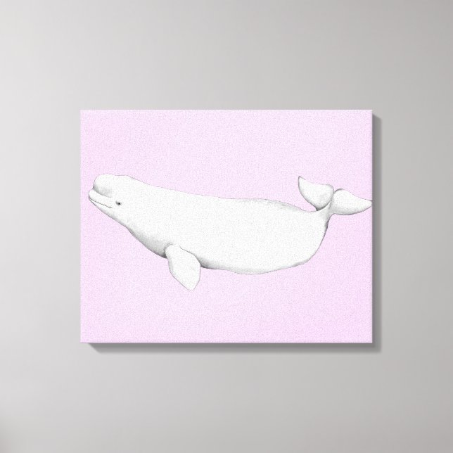 Cute Elegant Beluga Whale Bok Illustration Canvastryck (Framsida)