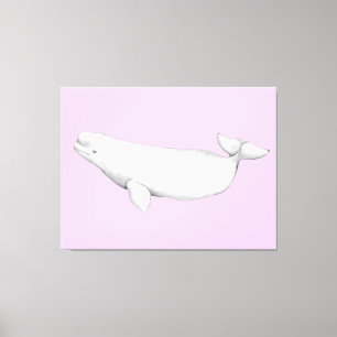 Cute Elegant Beluga Whale Bok Illustration Canvastryck