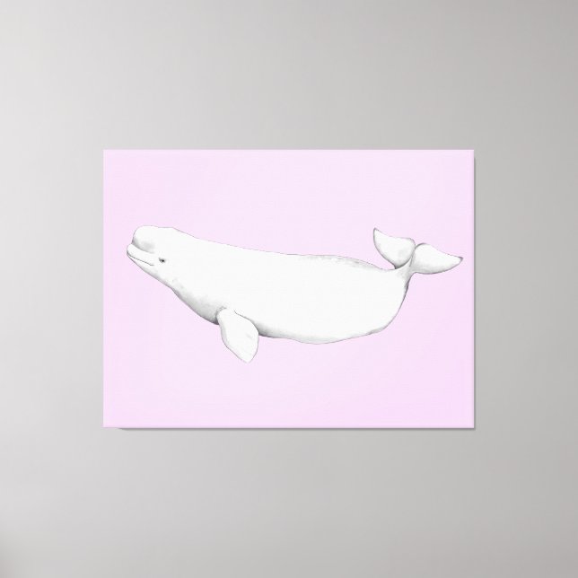 Cute Elegant Beluga Whale Bok Illustration Canvastryck (Framsida)