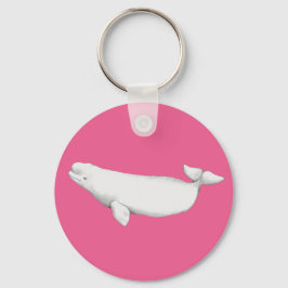 Cute Elegant Beluga Whale Bok Illustration Rosa Nyckelring