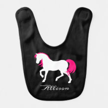 Cute Elegant Black White & Shock rosa Horse Add Na