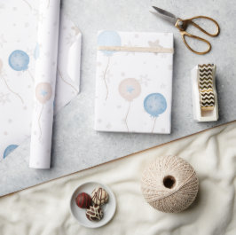 Cute Elegant Blue Ivory Balloons Boy Baby Presentpapper