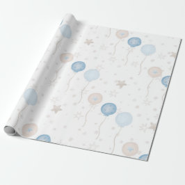 Cute Elegant Blue Ivory Balloons Boy Baby Presentpapper
