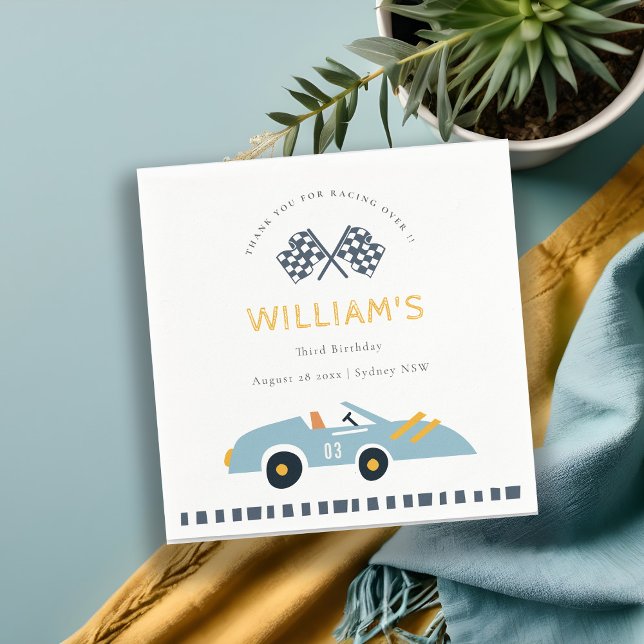 Cute Elegant Blue Tävling Car Kids oavsett ålder Pappersservett (Skapare uppladdad)