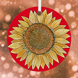 Cute Elegant Boho Art Farmhouse Gult Solros Julgransdekoration