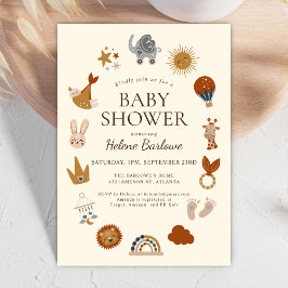 Cute Elegant Boho Baby Shower Inbjudningar