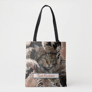 Cute Elegant Boho Tänka Kindness Cat Tygkasse