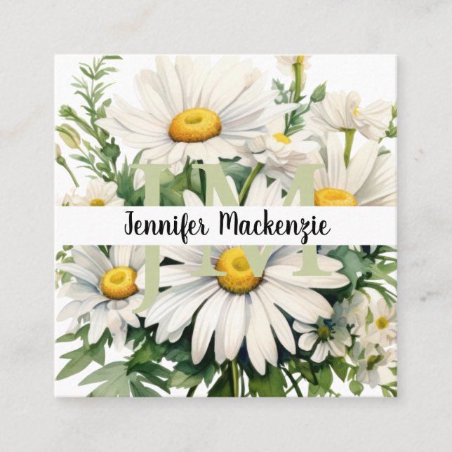 Cute Elegant-Daisy Fyrkantigt Visitkort (Framsida)