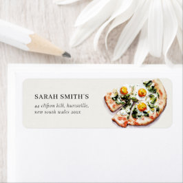 Cute Elegant Egg Basil Pizza Watercolor Adress Returadress Etikett