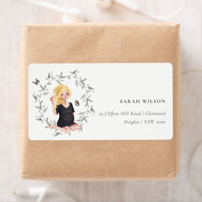 Cute Elegant Expect Women Foliage Address Label Fraktsedel (Insitu)