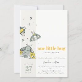Cute Elegant Gult Grått Little Kryp Baby Shower Inbjudningar
