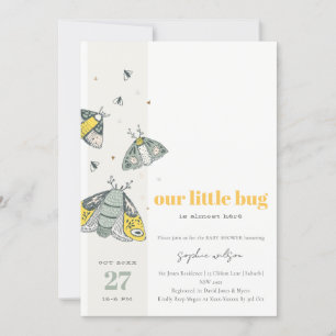 Cute Elegant Gult Grått Little Kryp Baby Shower Inbjudningar