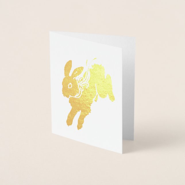 Cute Elegant Hare Påskhare Foil Card Folierat Kort (Framsida)