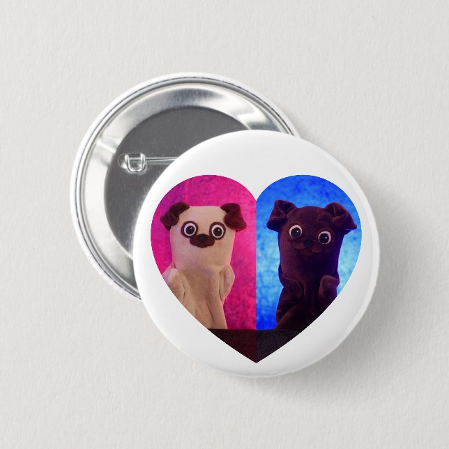 Cute Elegant Heart Besties Best Friends Photo Knapp (Framsida & baksida)