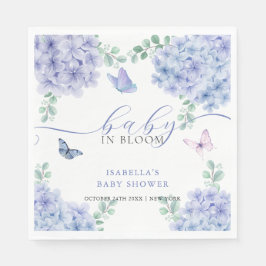 Cute Elegant Hydrangea Blommigt Garden Baby Shower Pappersservett