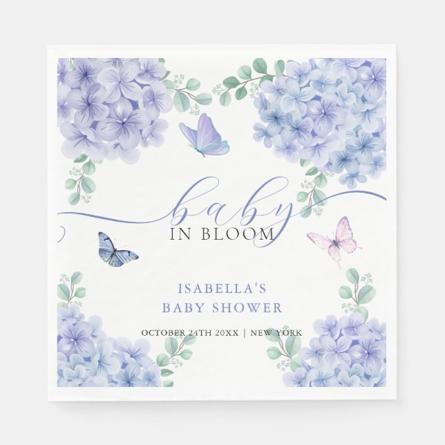 Cute Elegant Hydrangea Blommigt Garden Baby Shower Pappersservett (Framsidan)