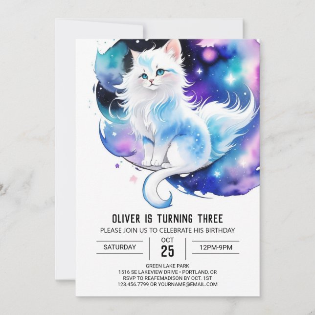 Cute Elegant Kitten Birthday Inbjudningar (Framsida)