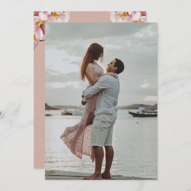 Cute Elegant Light Brown Photo Wedding bjudande Inbjudningar (Fram/baksida)