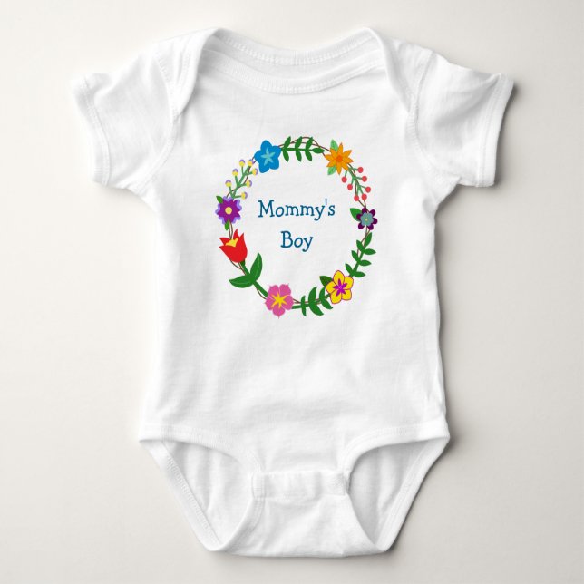 Cute Elegant Mamma Boy Kärlek Blommigt Ram Flowers T Shirt (Framsida)