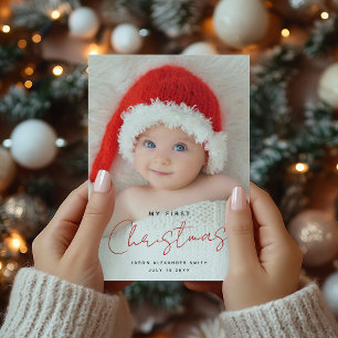 Cute Elegant Min första julfoto Baby Julkort