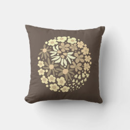 Cute Elegant Modern Retro Brown Beige Flowers Kudde