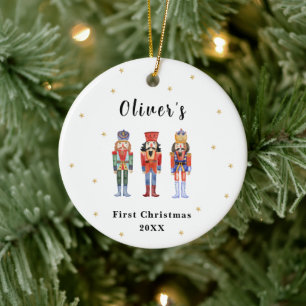 Cute Elegant Nutcracker Baby Beist Jul Julgransprydnad Keramik