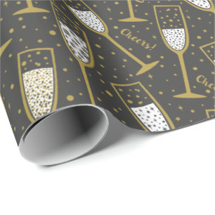 Cute Elegant Nyårsafton Champagne Glass Presentpapper