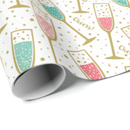 Cute Elegant Nyårsafton Champagne Glass Presentpapper