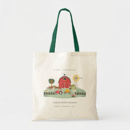 Cute Elegant Red Barnyard Farm Animal Baby Shower Tygkasse