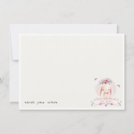 Cute Elegant Rosa Blommigt Bunny & Birds Baby Show Anteckningskort