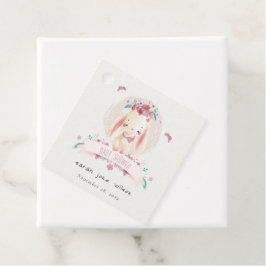Cute Elegant Rosa Blommigt Bunny & Birds Baby Show Gåvor Etiketter