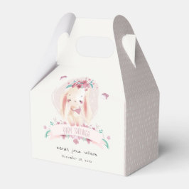 Cute Elegant Rosa Blommigt Bunny & Birds Baby Show Presentaskar