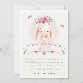 Cute Elegant Rosa Blommigt Bunny & Birds Baby Show Tack Kort