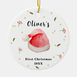 Cute Elegant Santa Hat Baby Frist jul Julgransprydnad Keramik