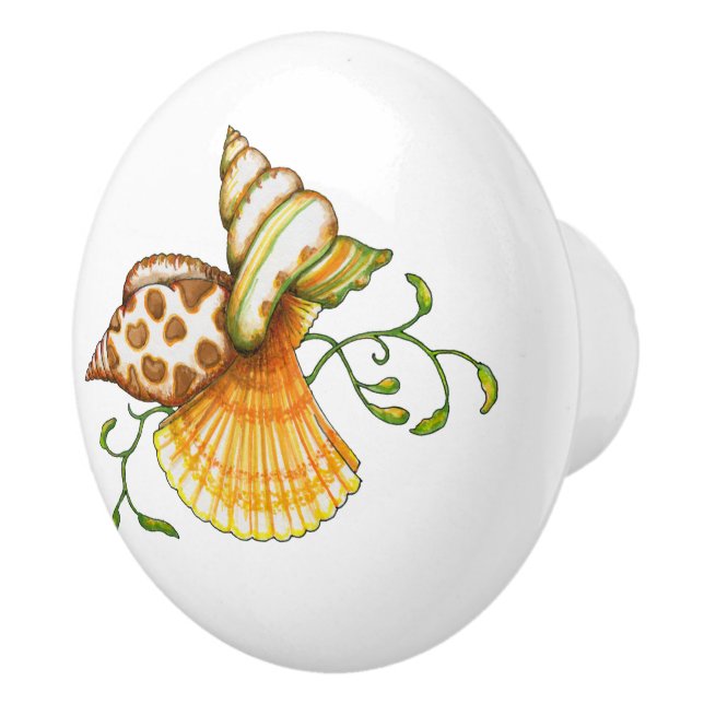 Cute Elegant Snyggt Seashells Motif Mönster Knopp (Höger)