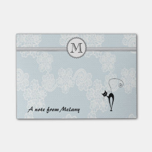 Cute elegant snyggt snöre svart kattmonogram post-it block